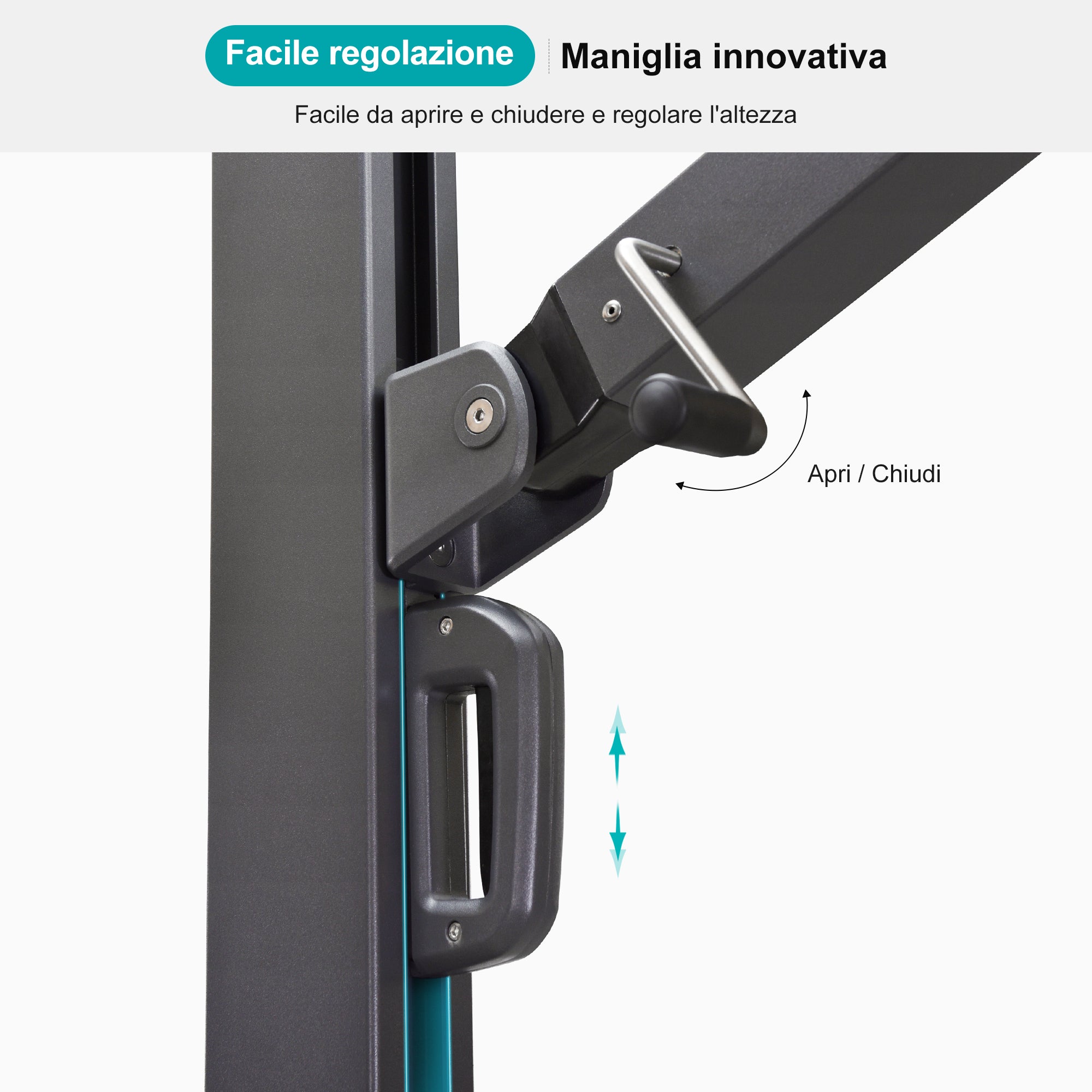 PURPLE LEAF Grande Ombrellone da Giardino in Alluminio,Rotazione a 360° e 5 livelli di Regolazione dell'altezza