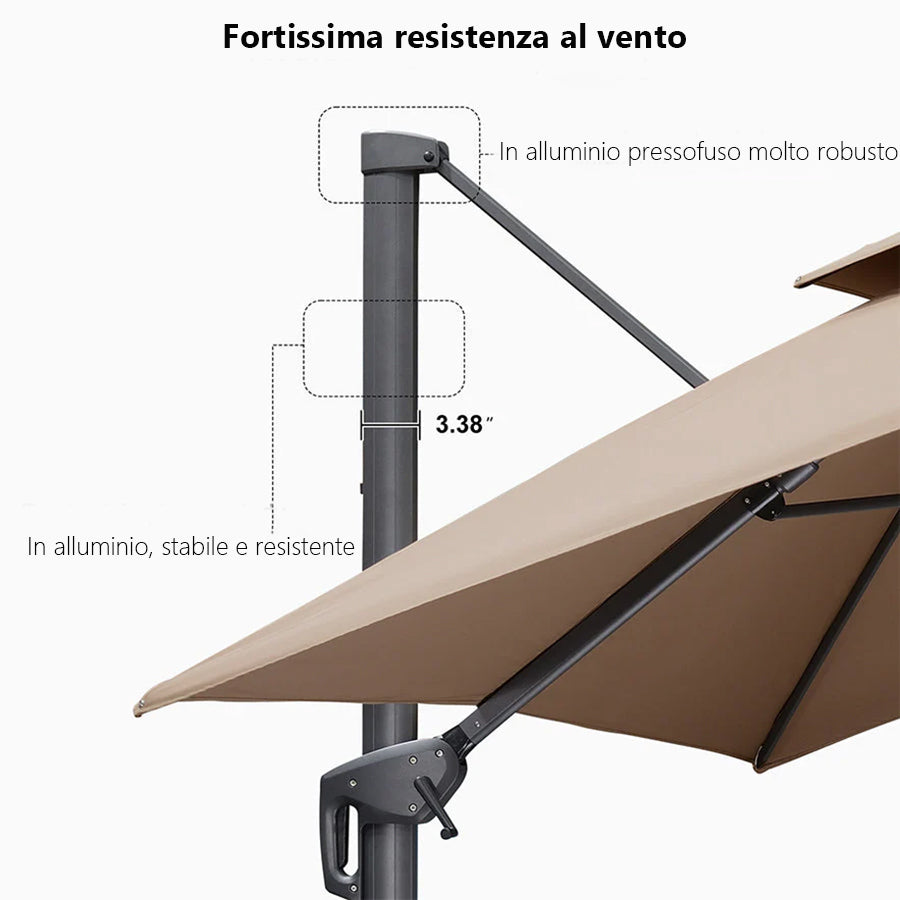 PURPLE LEAF Ombrellone doppio Top Quadrato per Giardino