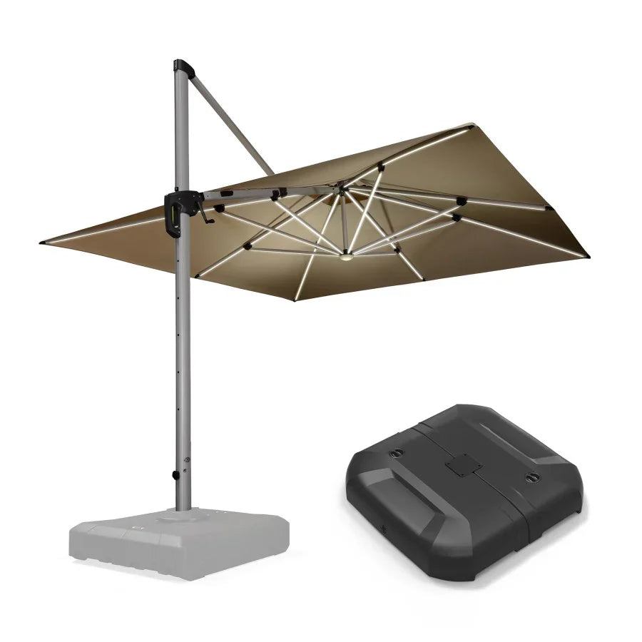 PURPLE LEAF Ombrellone Quadrati da Giardino con Doppio Top e luci ,con Base