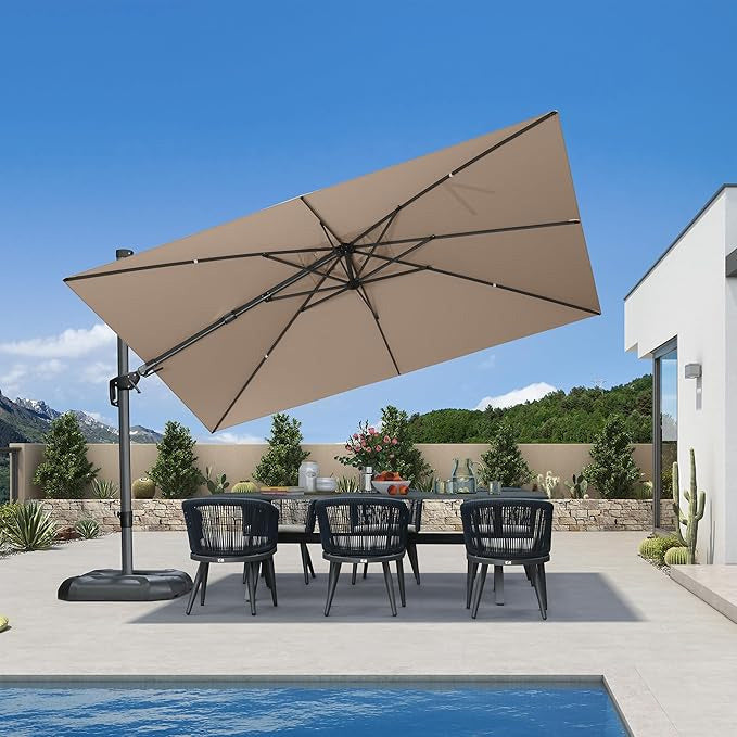 PURPLE LEAF Ombrellone da Giardino Rettangolare inclinabile economico,con Base
