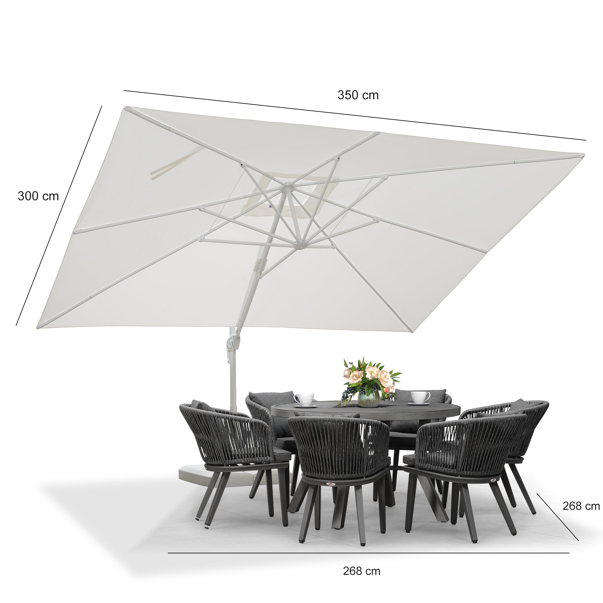 PURPLE LEAF Ombrellone da Giardino Bianco, Grande e Conveniente ,con Base