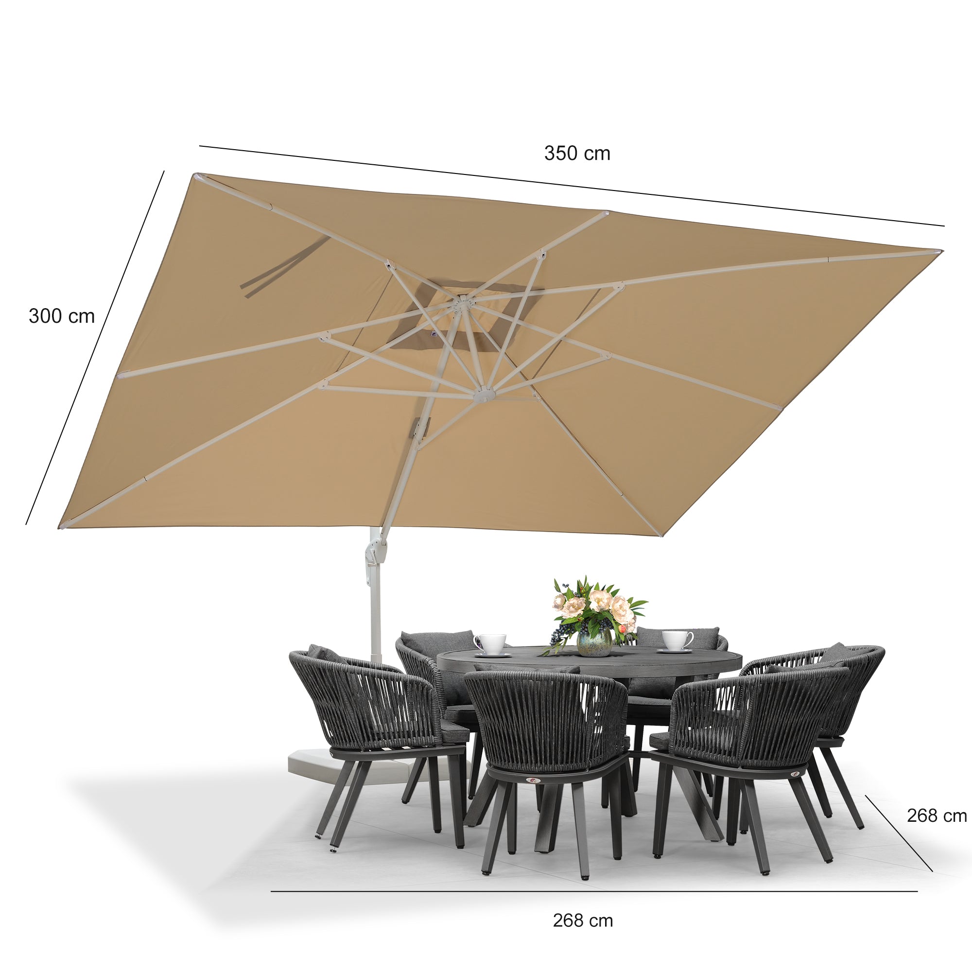 PURPLE LEAF Ombrellone da Giardino Bianco, Grande e Conveniente ,con Base