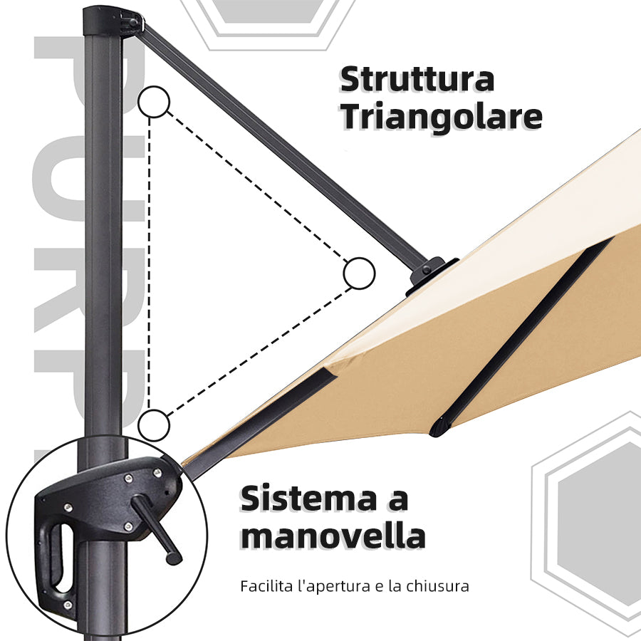 PURPLE LEAF Ombrellone da Giardino Rettangolare inclinabile economico