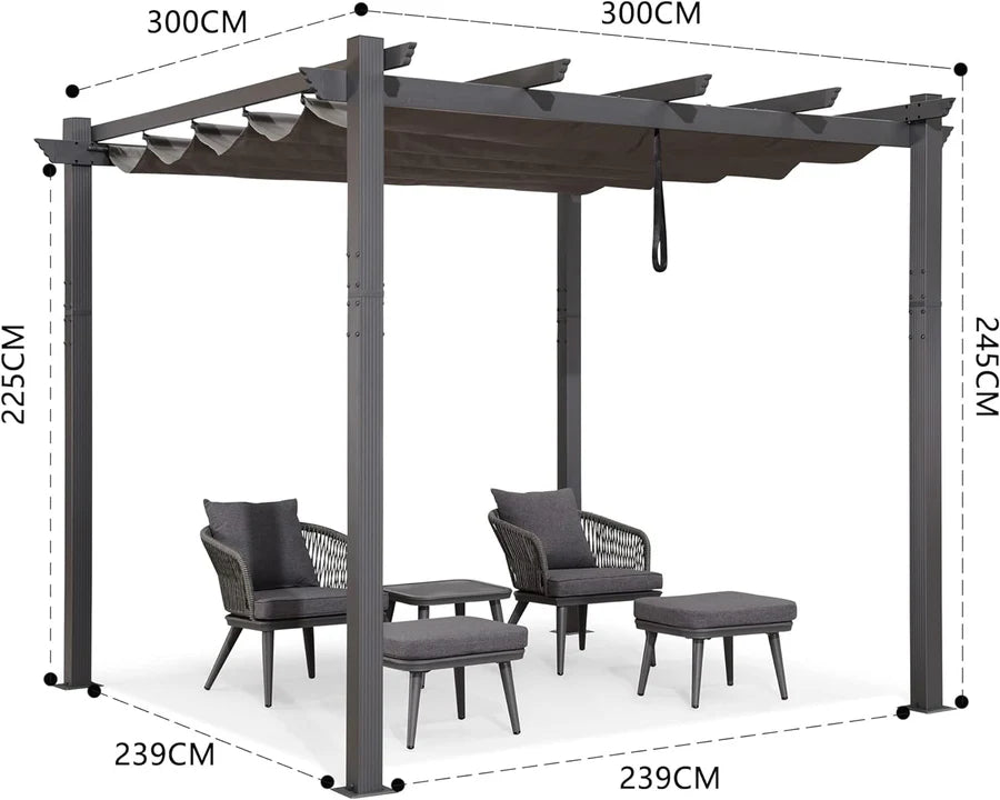 PURPLE LEAF Pergola Alluminio Pergolato da Giardino con Tetto ha Scomparsa Per Giardino Pergolati Terrazzo