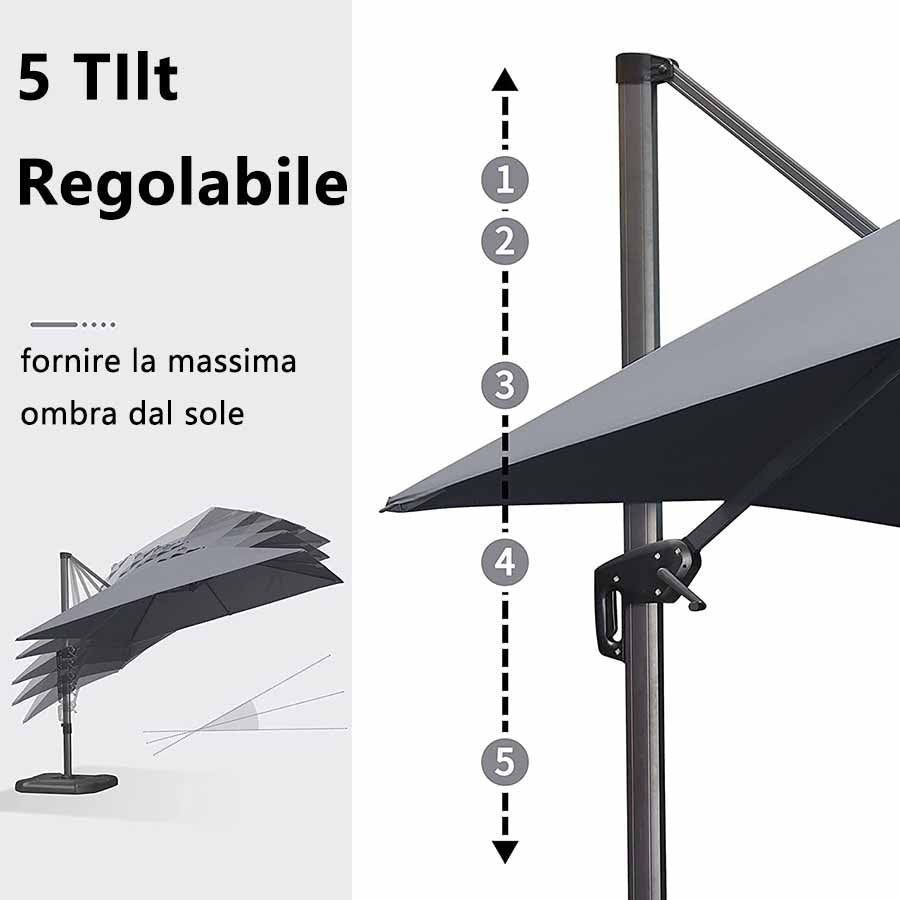 PURPLELEAF Ombrellone da Giardino Economico Quadrato ,con Base