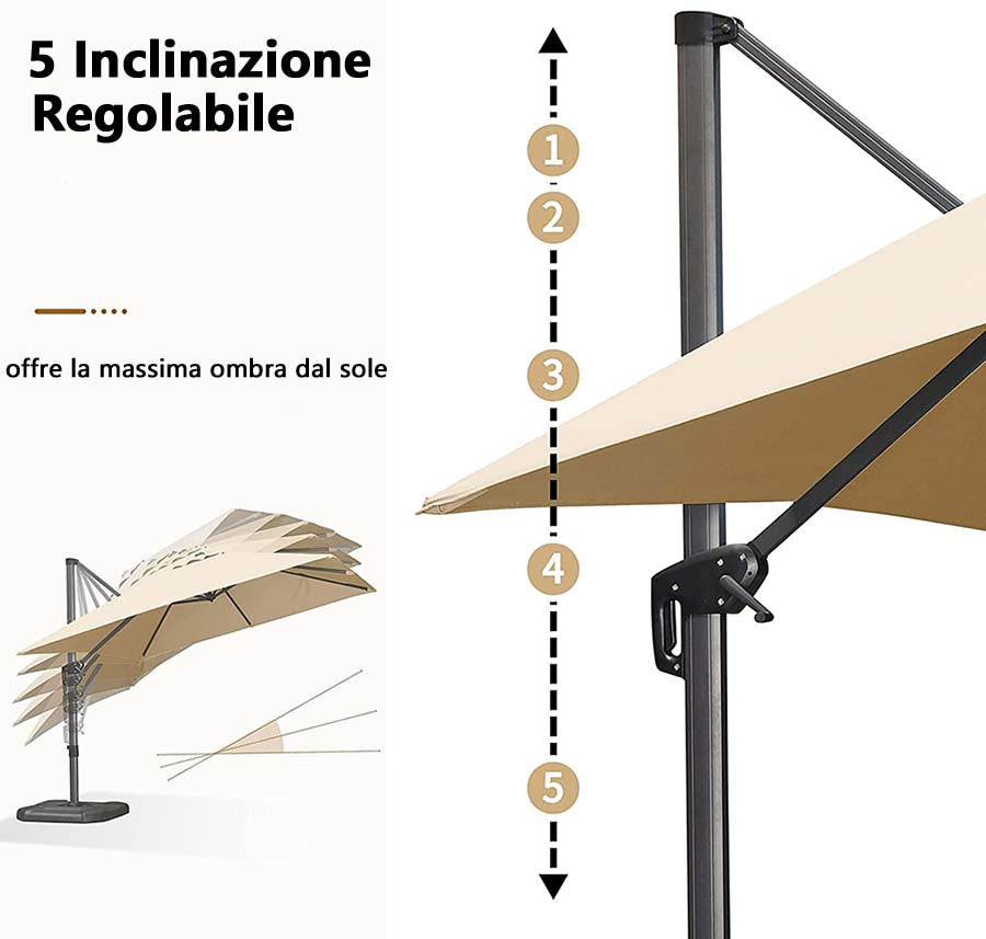 PURPLELEAF Ombrellone da Giardino Economico Quadrato ,con Base