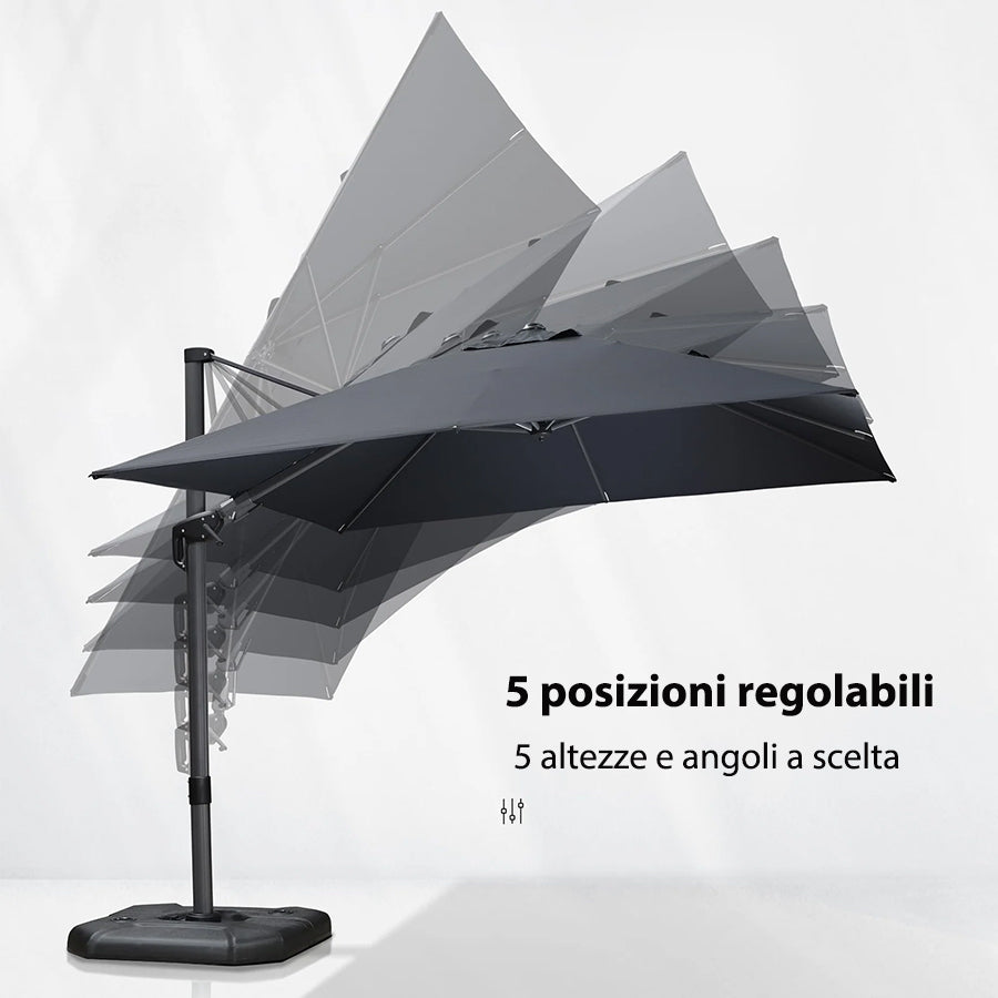 PURPLE LEAF Ombrellone da Giardino Quadrato inclinabile economico ,con Base