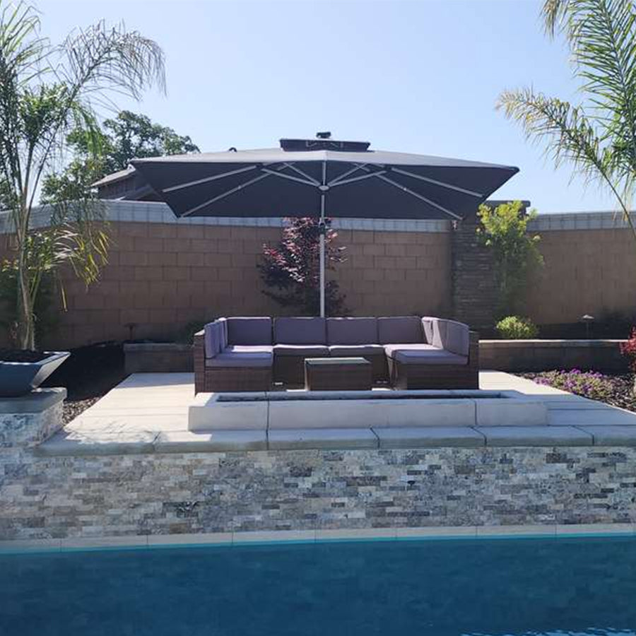 PURPLE LEAF Ombrellone da Giardino Rettangolari con Doppio Top e Luci