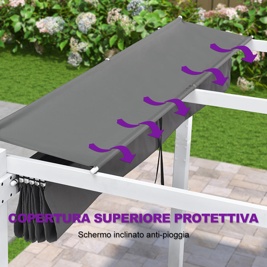 PURPLE LEAF Pergola Retrattile da Esterno con Doppio Parasole in Alluminio Resistente Bianco per Patio Terrazza Giardino Moderno