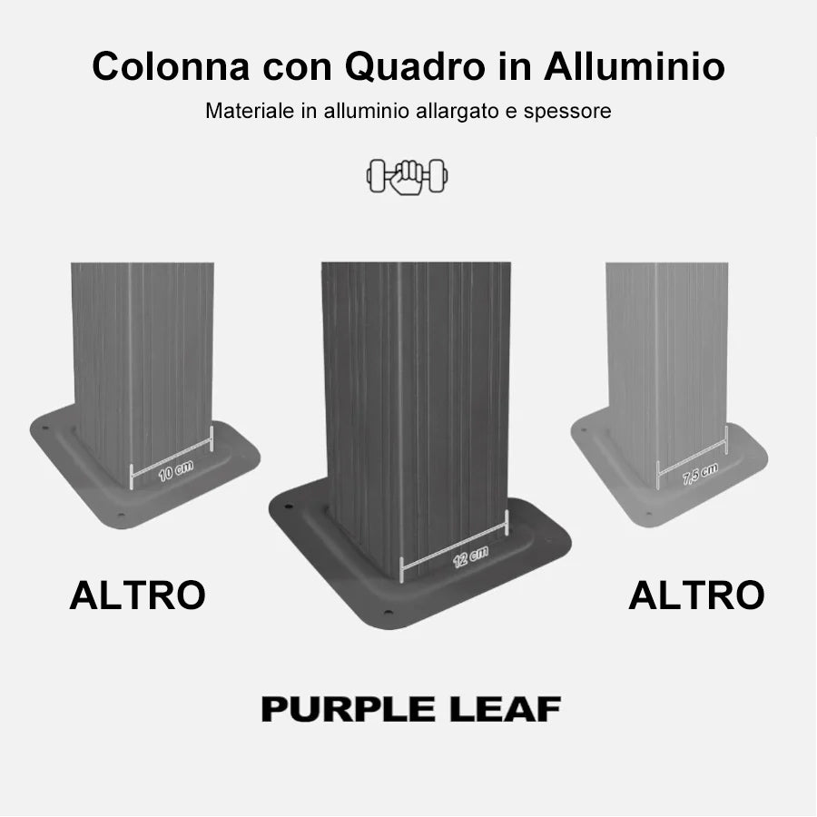 PURPLE LEAF Alluminio Gazebo Giardino con Zanzariere e Tende Tetto Doppio in Acciaio Galvanizzato, Grigio