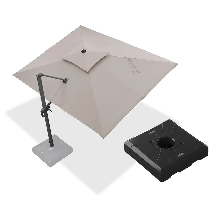 PURPLE LEAF Ombrellone da Giardino a sbalzo , Ombrellone da Esterno con palo Grigio,Rotazione a 360° e 6 livelli di Regolazione dell'altezza ,Con Base