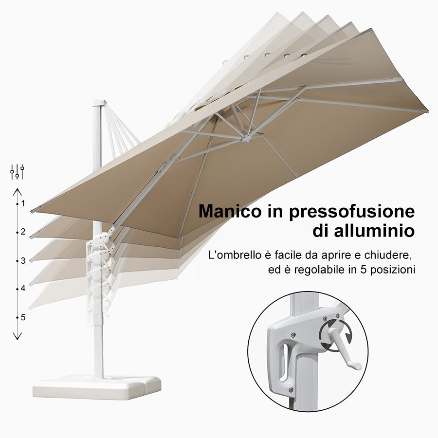 PURPLE LEAF Ombrellone da Giardino Bianco, Grande e Conveniente ,con Base