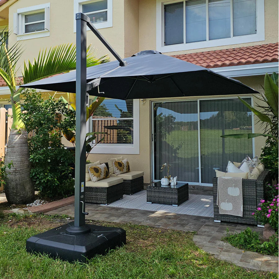 PURPLE LEAF Grande Ombrellone da Giardino in Alluminio,Rotazione a 360° e 5 livelli di Regolazione dell'altezza