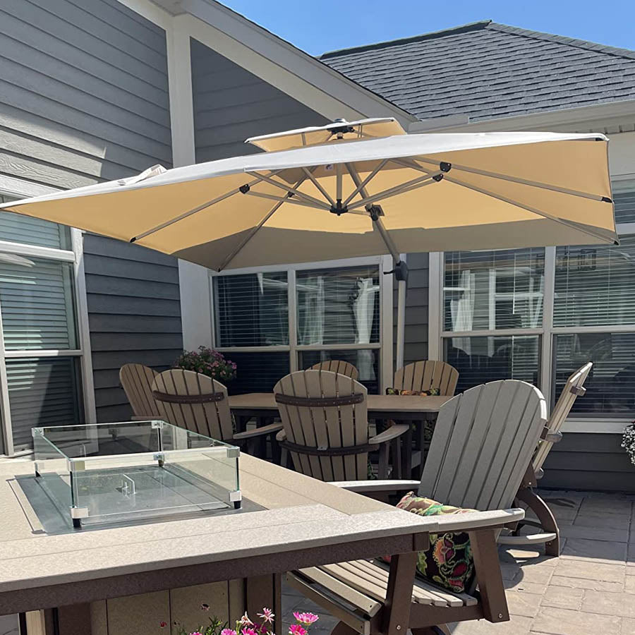 PURPLE LEAF Ombrellone Classico da Giardino Rettangolare con Doppia Top e Rotazione a 360 Gradi