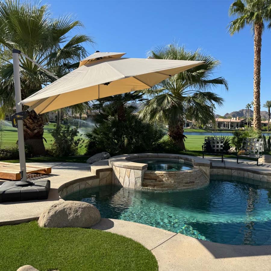 PURPLE LEAF Ombrellone Classico da Giardino Quadrato con Doppia Top e Rotazione a 360 Gradi ,con Base