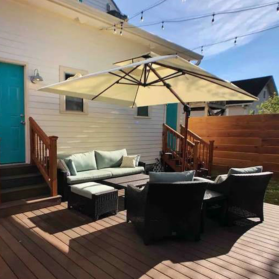 PURPLE LEAF Ombrellone in Alluminio Quadrato Doppio Top in colore legno