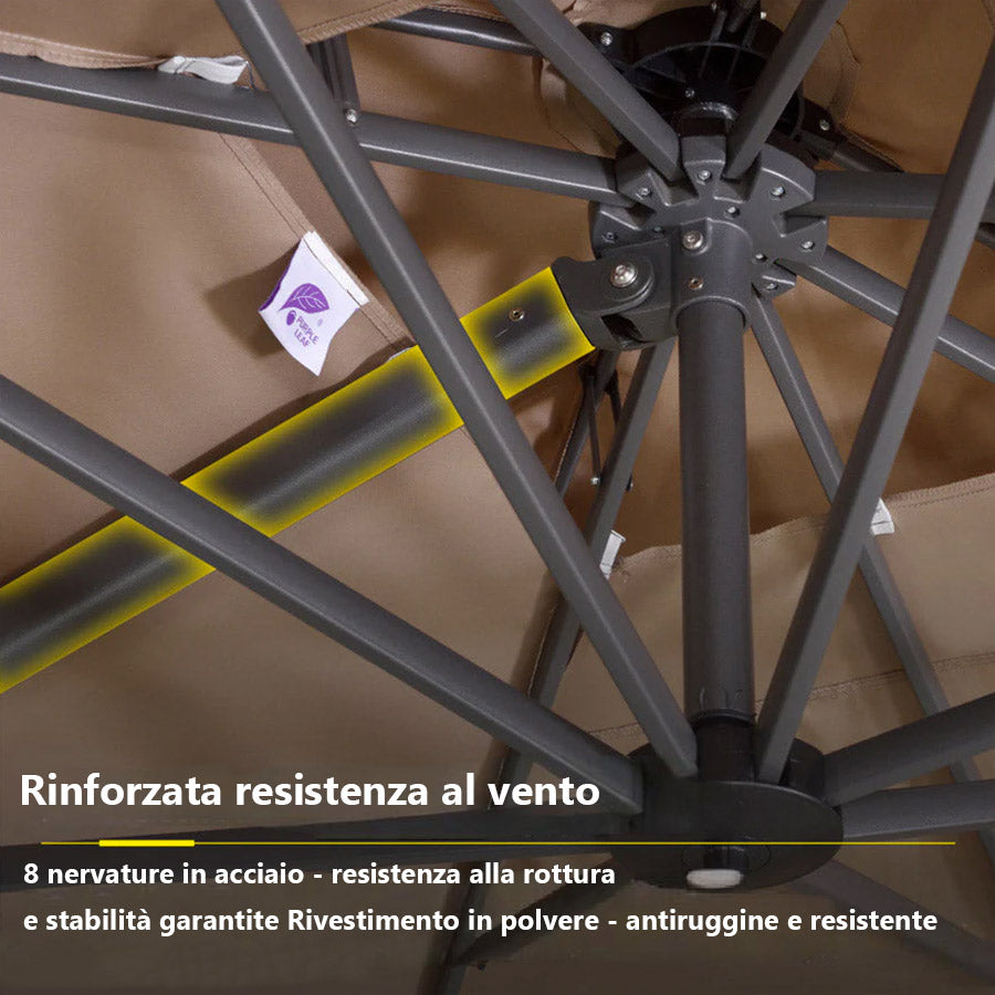 PURPLE LEAF Ombrellone doppio Top Quadrato per Giardino