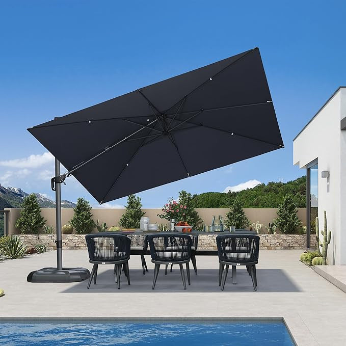 PURPLE LEAF Ombrellone da Giardino Rettangolare inclinabile economico,con Base