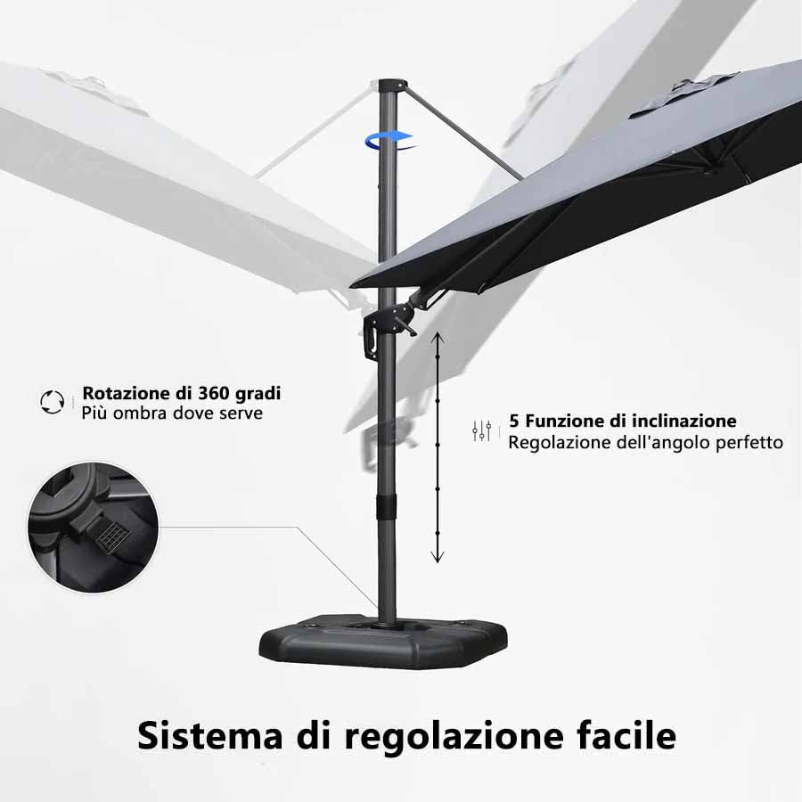 PURPLE LEAF Ombrellone da Giardino Rettangolare inclinabile economico,con Base