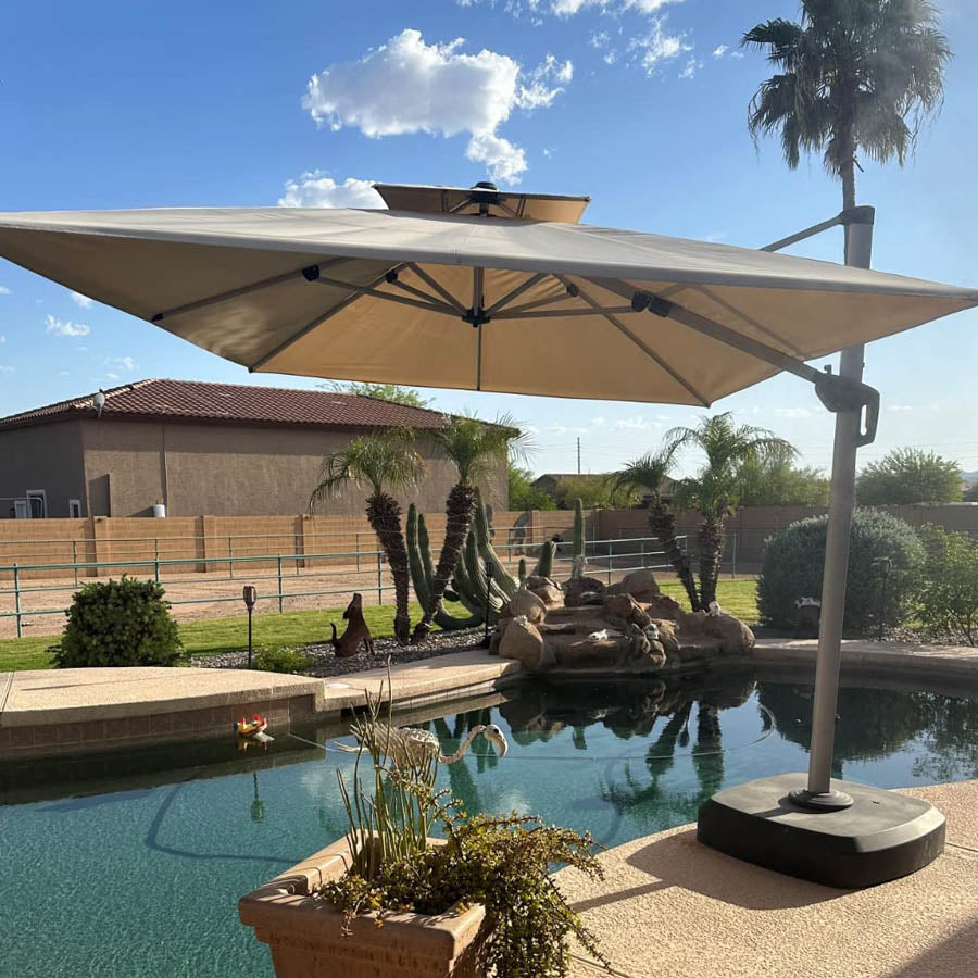 PURPLE LEAF Ombrellone Classico da Giardino Rettangolare con Doppia Top e Rotazione a 360 Gradi