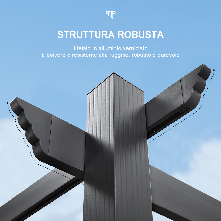 PURPLE LEAF Pergola Alluminio Pergolato da Giardino con Tetto ha Scomparsa Per Giardino Pergolati Terrazzo