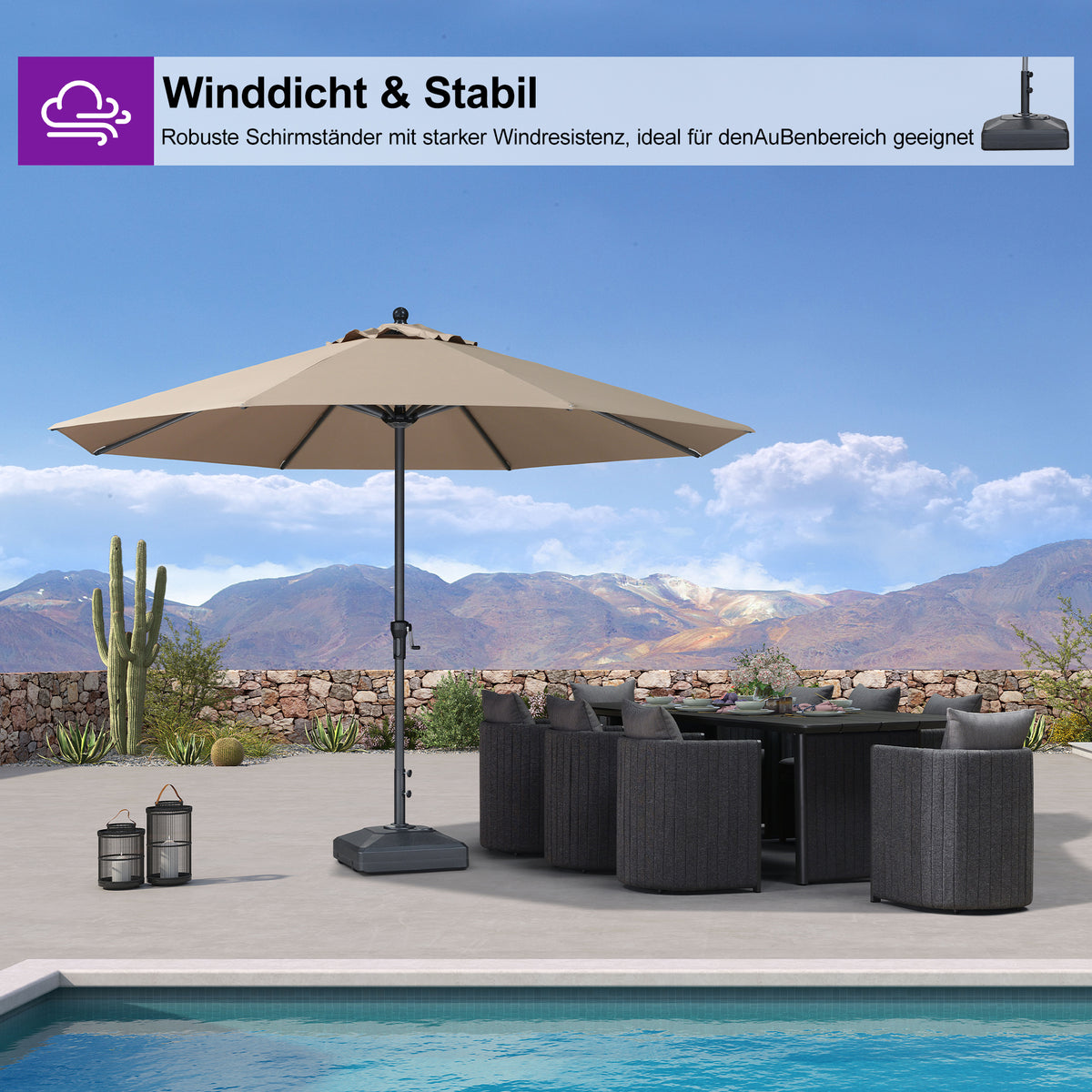 PURPLE LEAF Base per Ombrellone ,per Ombrellone con Palo Centrale ZY03-MLBASE-45