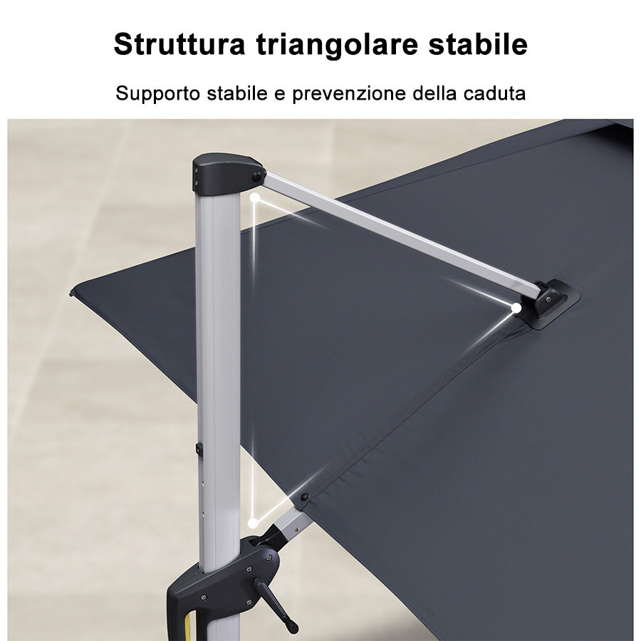 PURPLE LEAF Ombrellone Classico da Giardino Rettangolare con Doppia Top e Rotazione a 360 Gradi