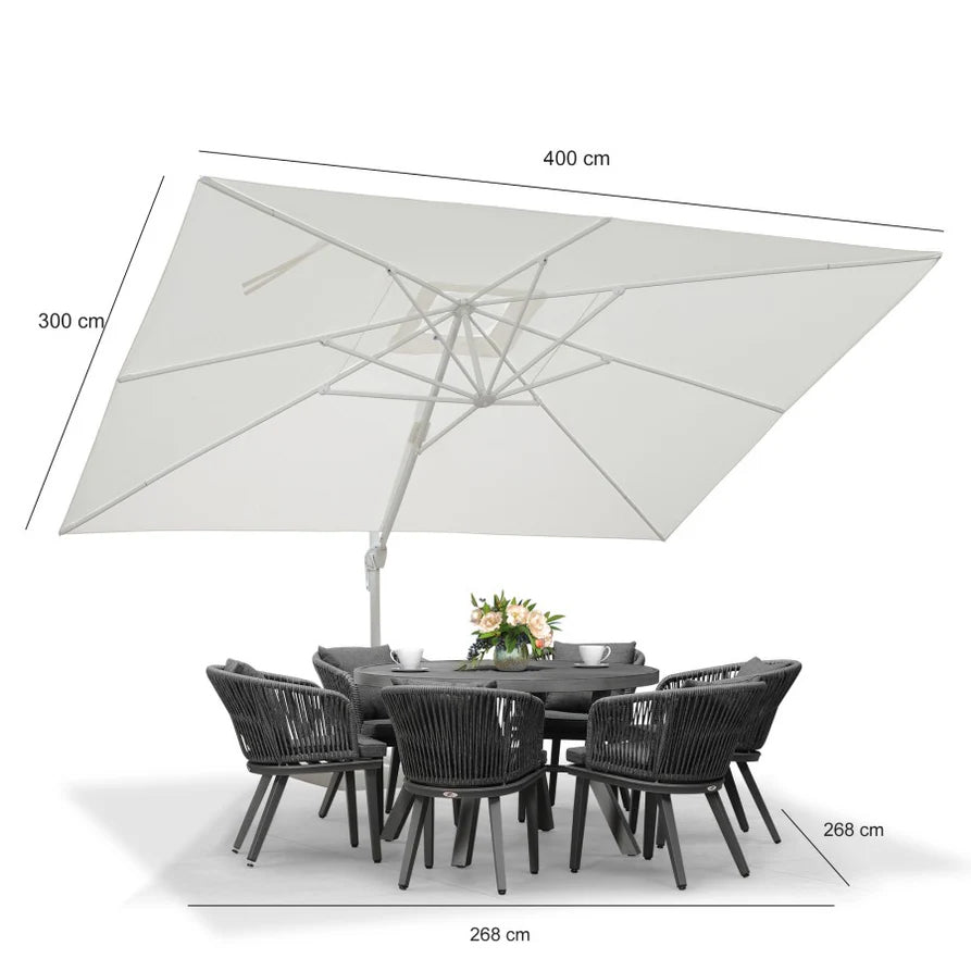 PURPLE LEAF Ombrellone da Giardino Bianco, Grande e Conveniente ,con Base