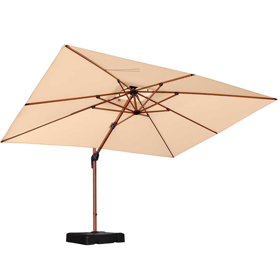 PURPLE LEAF Ombrellone in Alluminio Rettangolare Doppio Top in colore legno,Con Base
