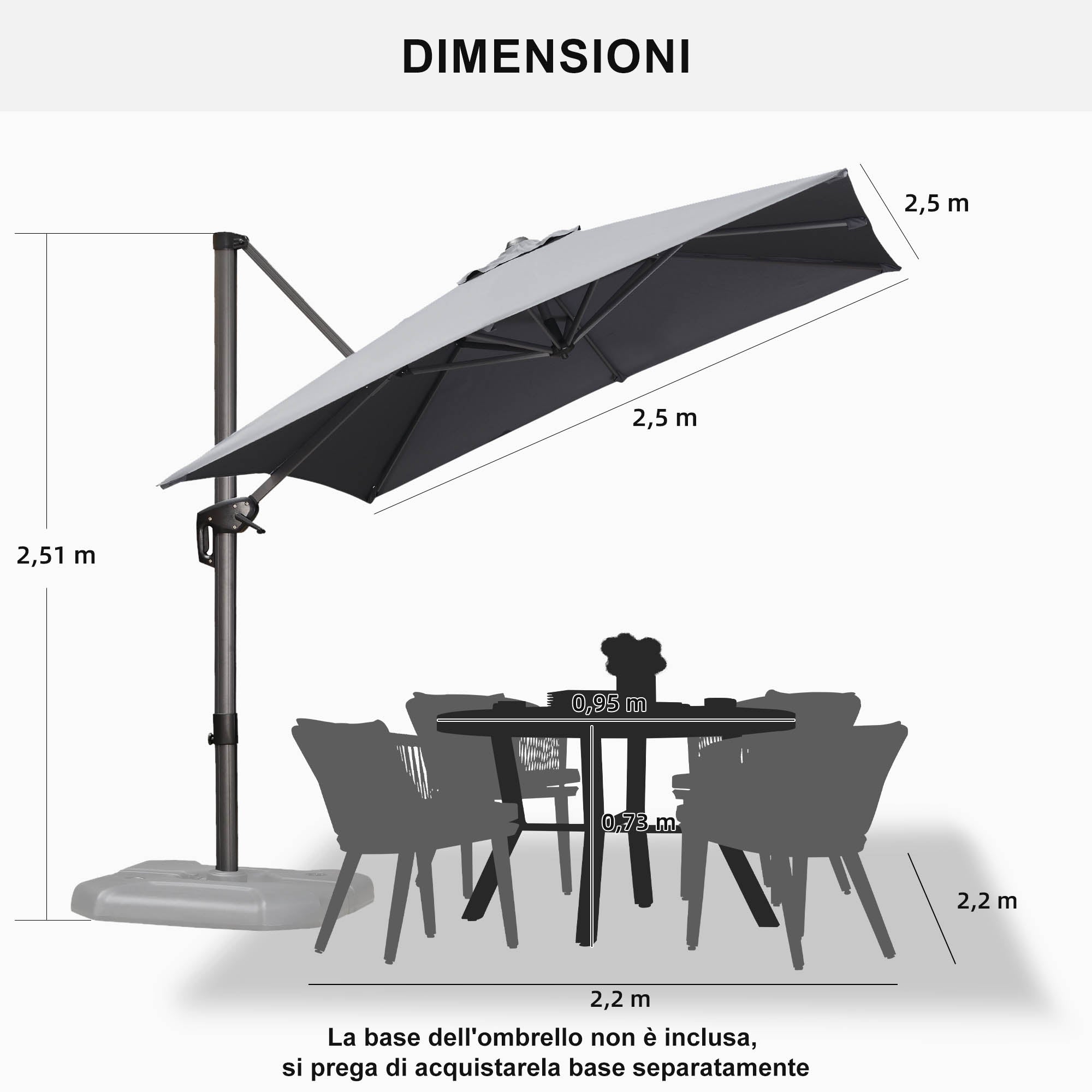 PURPLE LEAF Ombrellone da Giardino Economico Quadrato