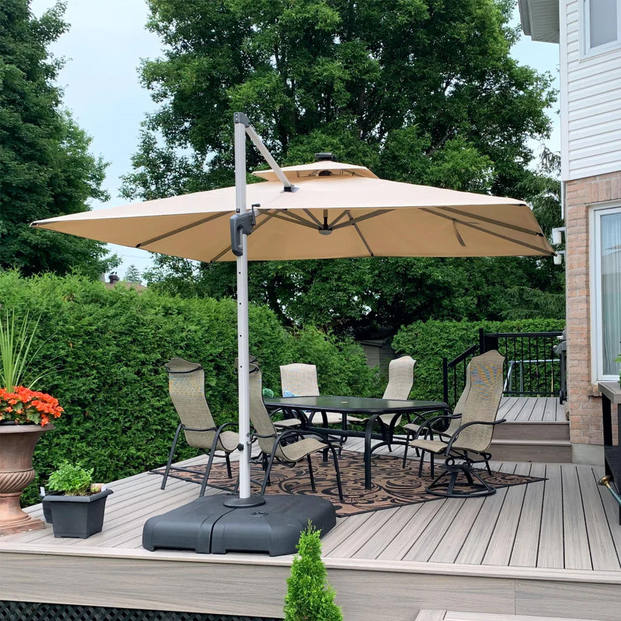 PURPLE LEAF Ombrellone Quadrati da Giardino con Doppio Top e luci