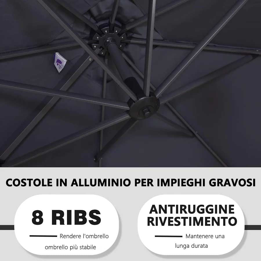 PURPLELEAF Ombrellone Rotondo da Giardino Economy,con Base