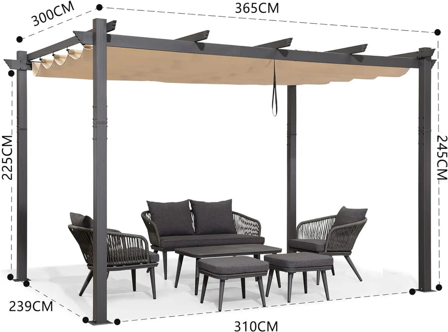 PURPLE LEAF Pergola Alluminio Pergolato da Giardino con Tetto ha Scomparsa Per Giardino Pergolati Terrazzo