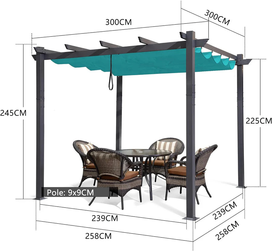 PURPLE LEAF Pergola Alluminio Pergolato da Giardino con Tetto ha Scomparsa Per Giardino Pergolati Terrazzo