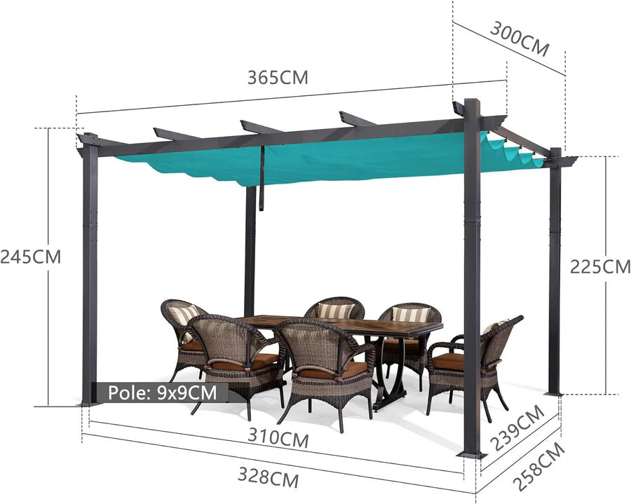 PURPLE LEAF Pergola Alluminio Pergolato da Giardino con Tetto ha Scomparsa Per Giardino Pergolati Terrazzo