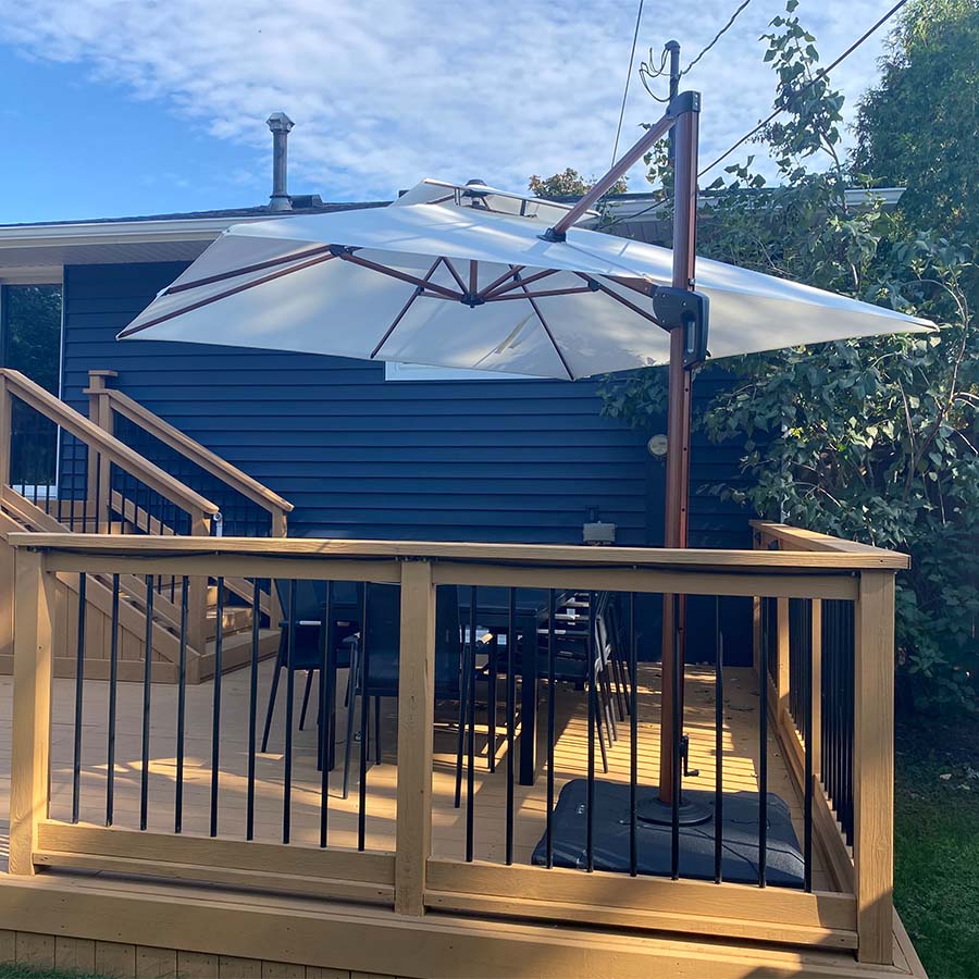 PURPLE LEAF Ombrellone in Alluminio Quadrato Doppio Top in colore legno