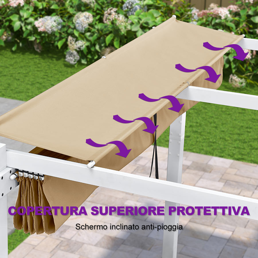 PURPLE LEAF Pergola Retrattile da Esterno con Doppio Parasole in Alluminio Resistente Bianco per Patio Terrazza Giardino Moderno