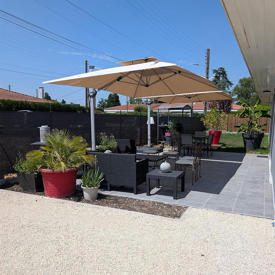 PURPLE LEAF Ombrellone Classico da Giardino Quadrato con Doppia Top e Rotazione a 360 Gradi