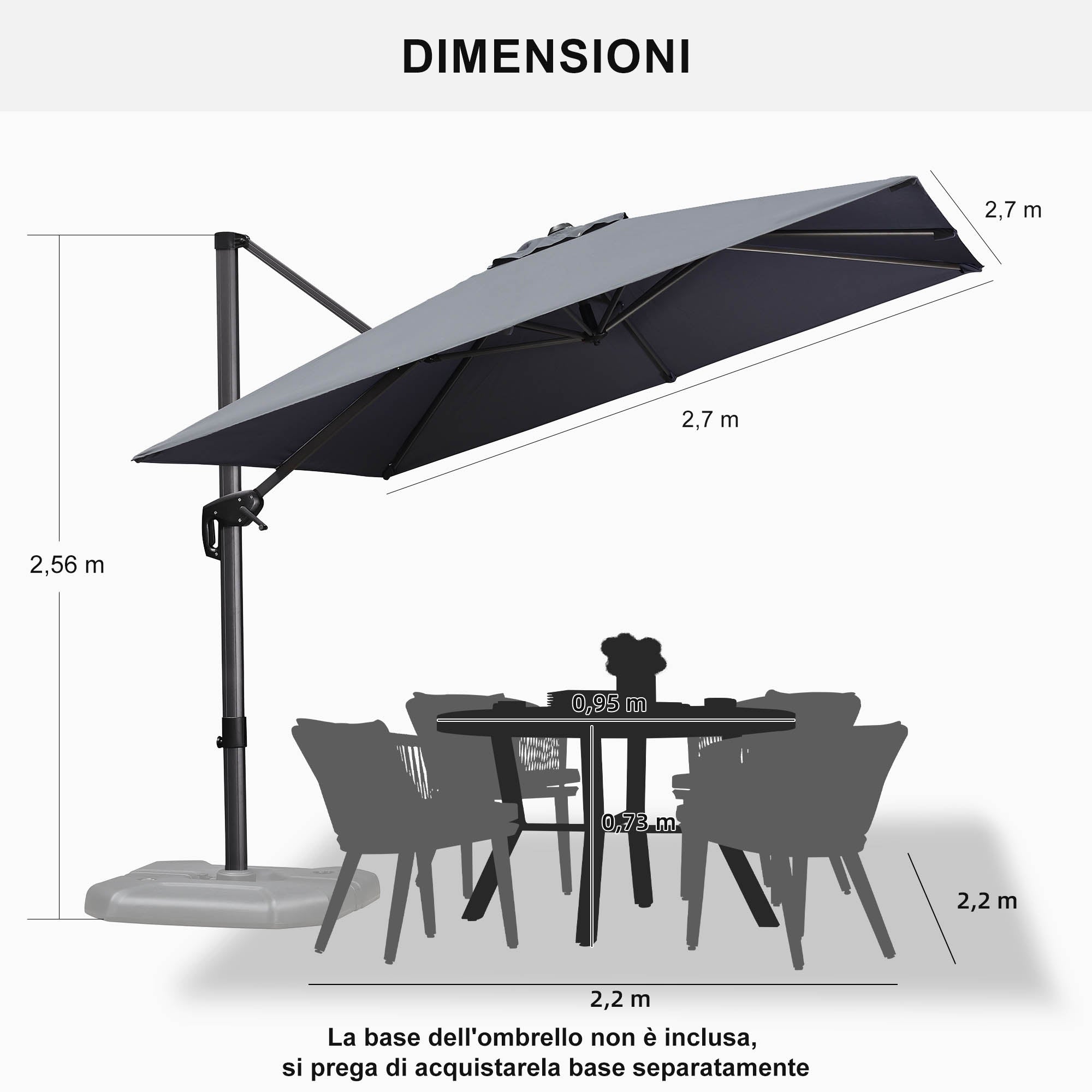 PURPLE LEAF Ombrellone da Giardino Economico Quadrato