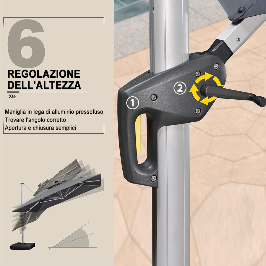 PURPLE LEAF Ombrellone Rotondo da Giardino , Doppio Top e Luci