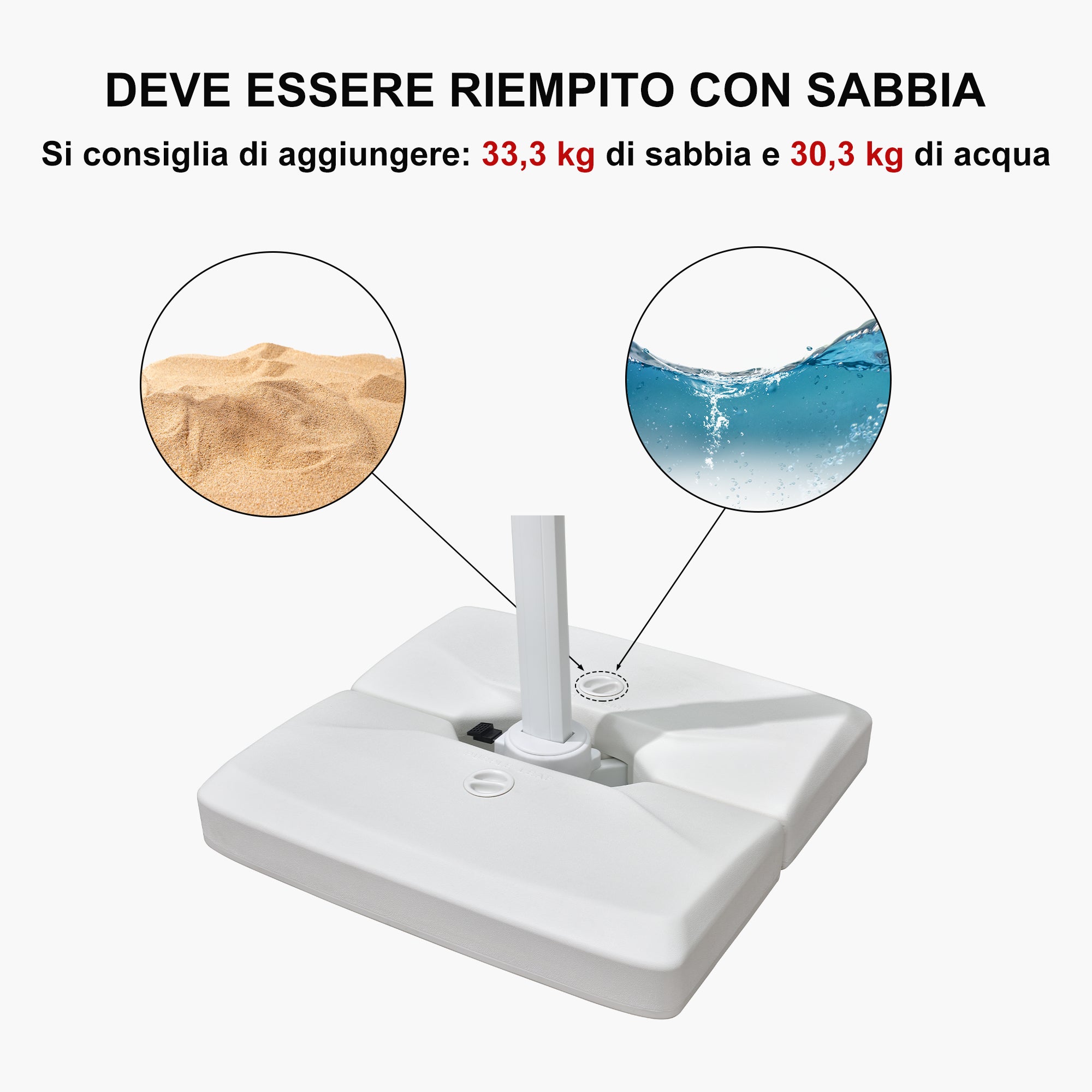 PURPLE LEAF Base per ombrellone in bianca ZY02XBBS-90