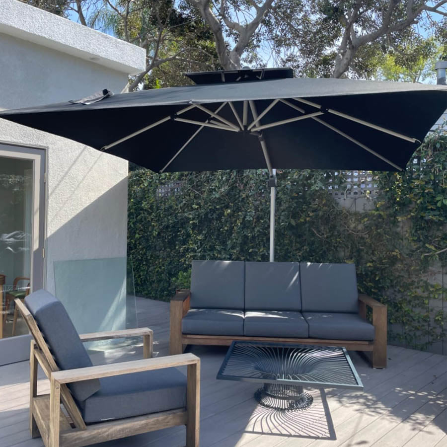 PURPLE LEAF Ombrellone Classico da Giardino Quadrato con Doppia Top e Rotazione a 360 Gradi ,con Base