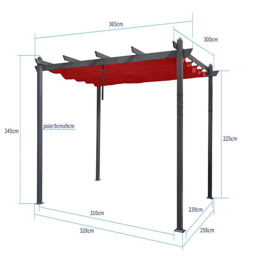 PURPLE LEAF Pergola Alluminio Pergolato da Giardino con Tetto ha Scomparsa Per Giardino Pergolati Terrazzo