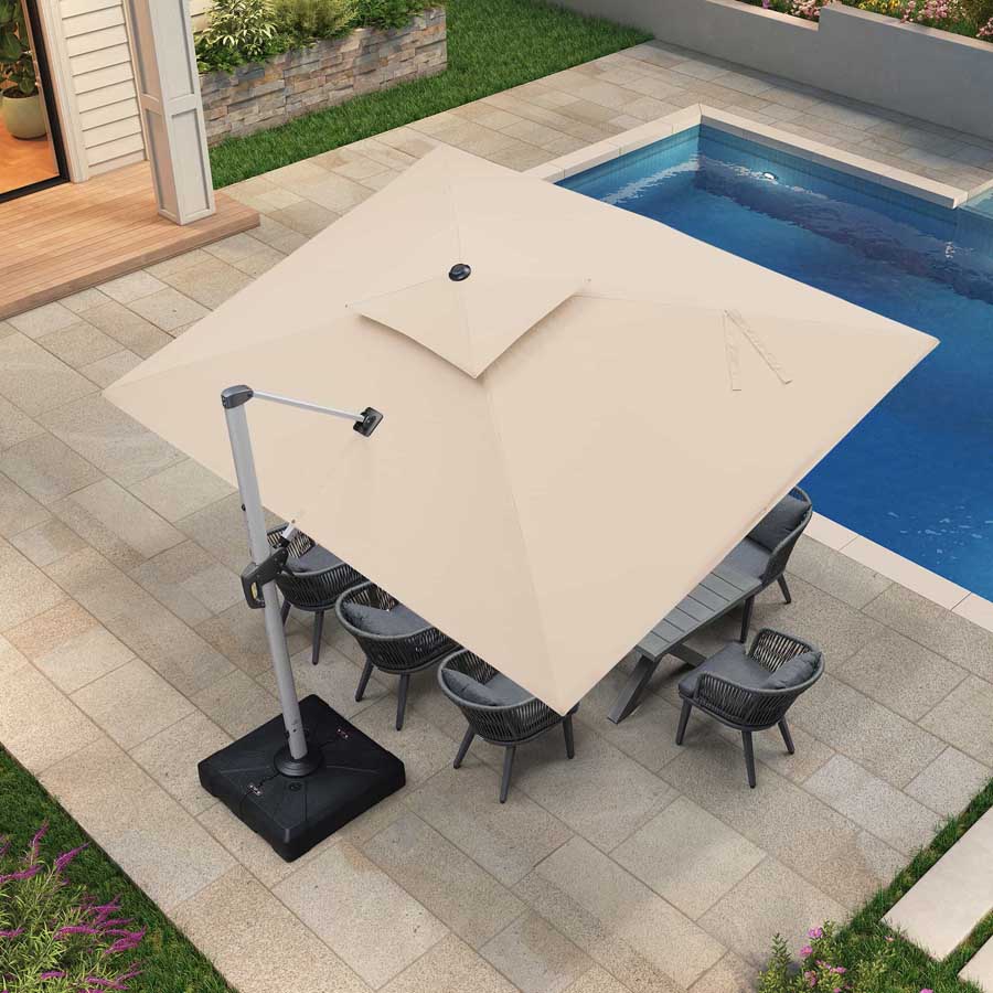 PURPLE LEAF Ombrellone Classico da Giardino Rettangolare con Doppia Top e Rotazione a 360 Gradi,con Base
