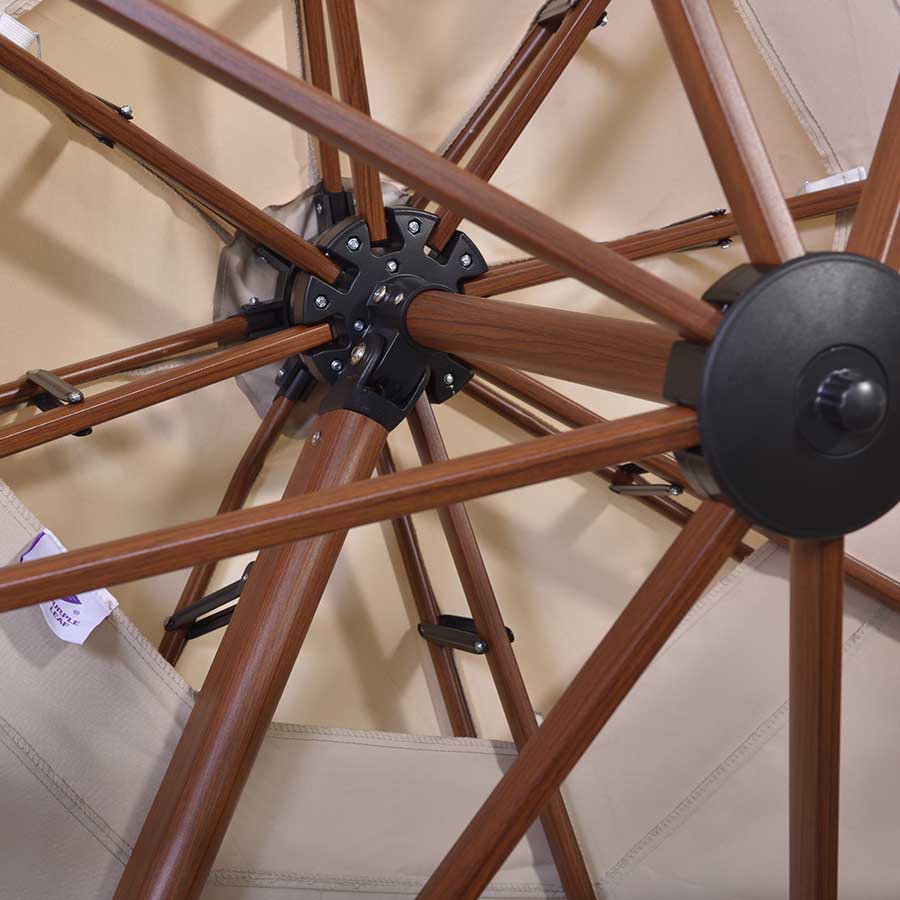 PURPLE LEAF Ombrellone in Alluminio Rettangolare Doppio Top in colore legno