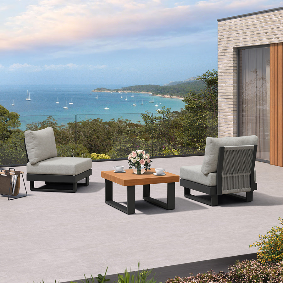 MC Milan Modular Outdoor Sectional with Olefin Cushions and Slot-In Backrests for Porch Backyard