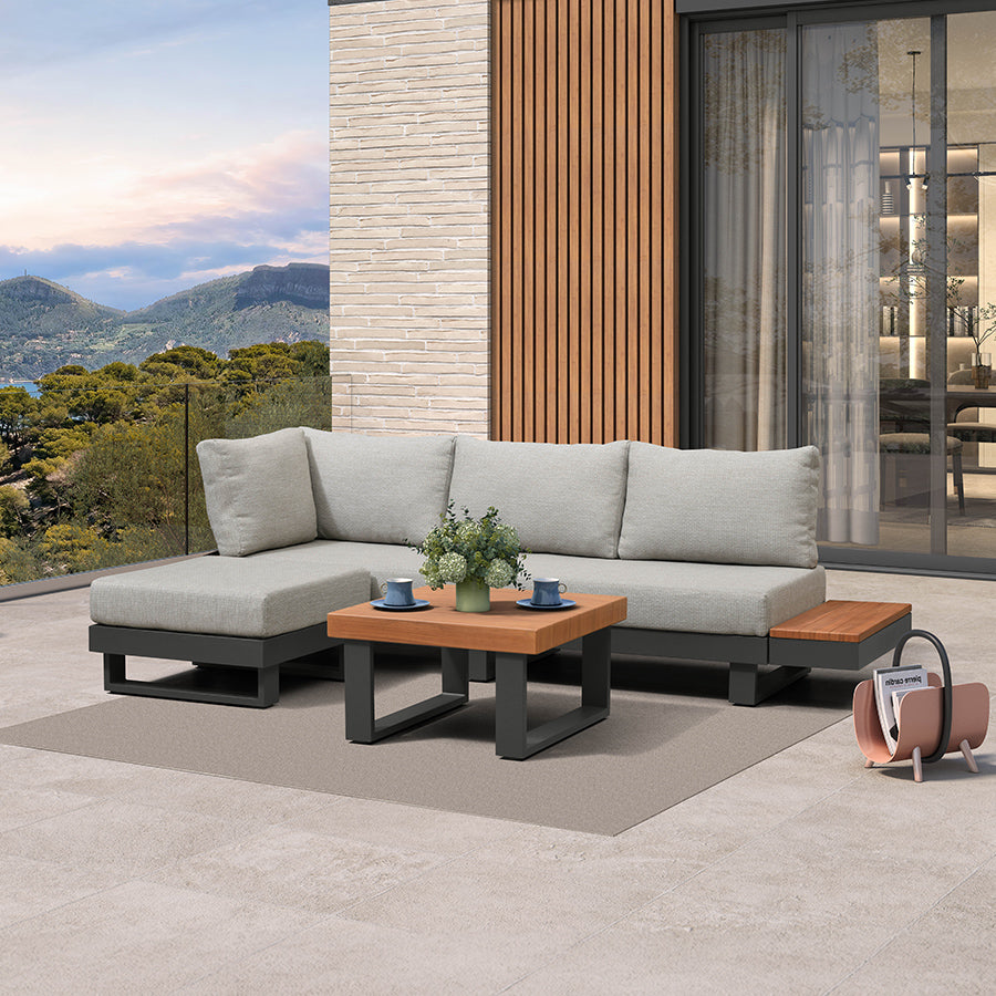 MC Milan Modular Outdoor Sectional with Olefin Cushions and Slot-In Backrests for Porch Backyard