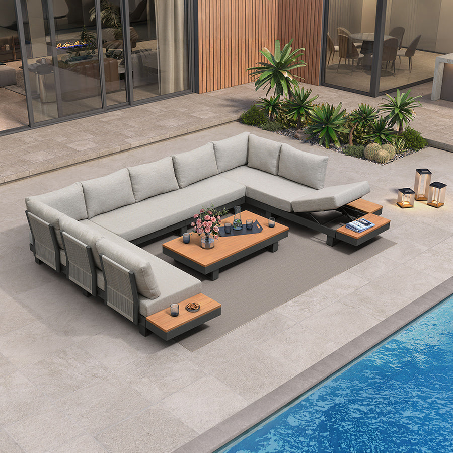MC Milan Modular Outdoor Sectional with Olefin Cushions and Slot-In Backrests for Porch Backyard