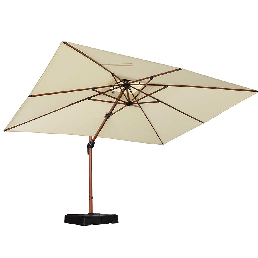 PURPLE LEAF Ombrellone in Alluminio Rettangolare Doppio Top in colore legno,Con Base