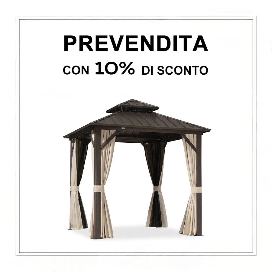 PURPLE LEAF Gazebo da Giardino In Alluminio Impermeabile e Stabile Doppio Tetto in Acciaio Galvanizzato Versione Economica - Bronzo
